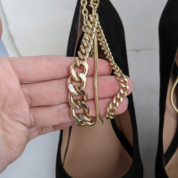 INC International Concepts Black Sadelle Chain Heels Sz 6 - Picture 8 of 11